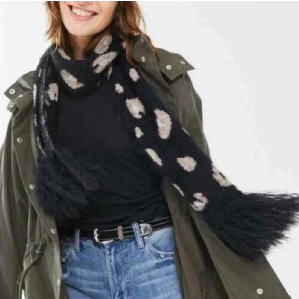Urban Outfitters Leopard Print Fringe Scarf